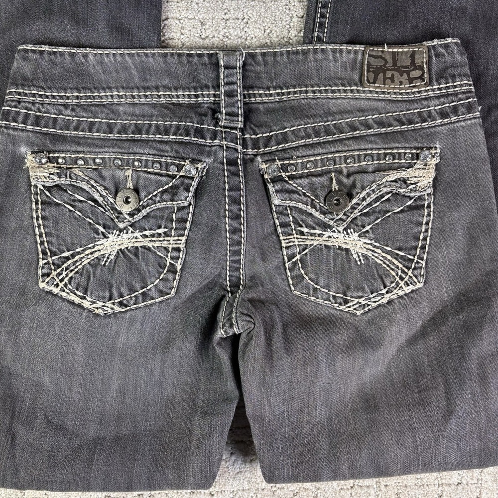 Silver Jeans Co Mckenzie Slim Bootcut Distressed Thick Stitch Blue Jeans W27 L32